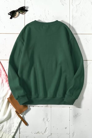 Unisex Flowers Kalp Baskılı Bisiklet Yaka Sweatshirt