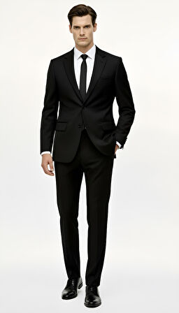 Erkek Siyah Regularfit / Rahat Kalıp  Takım Elbise
