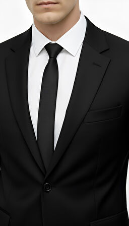 Erkek Siyah Regularfit / Rahat Kalıp  Takım Elbise