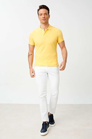 ERKEK SARI STANDART POLO YAKA TİŞÖRT