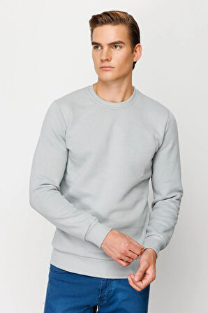 Erkek A.Gri  Bisiklet Yaka Sweatshirt