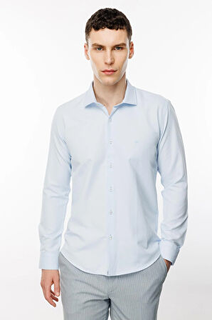 Erkek Mavi Slim Fit / Dar Kalıp İtalyan Gömlek