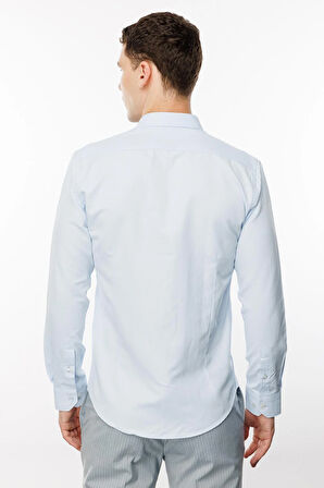 Erkek Mavi Slim Fit / Dar Kalıp İtalyan Gömlek