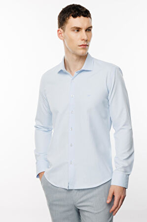 Erkek Mavi Slim Fit / Dar Kalıp İtalyan Gömlek