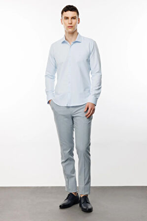 Erkek Mavi Slim Fit / Dar Kalıp İtalyan Gömlek