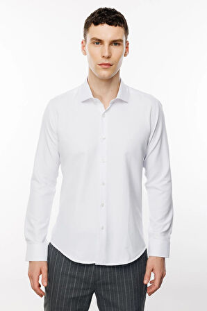 Erkek Beyaz Slim Fit / Dar Kalıp İtalyan Gömlek