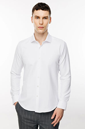 Erkek Beyaz Slim Fit / Dar Kalıp İtalyan Gömlek
