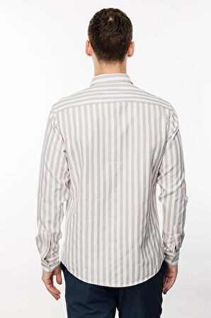 Erkek Açık Kahve Dynamic Fit Düğmeli Yaka Gömlek