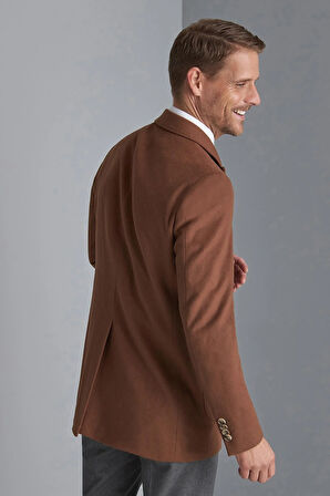 Erkek Kiremit Regularfit / Rahat Kalıp Kruvaze Kaban