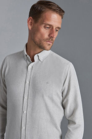 Erkek Taş Dynamic Fit Düğmeli Yaka Gömlek