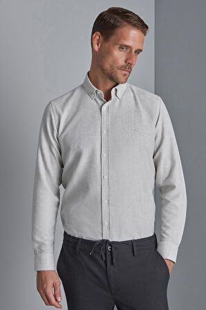 Erkek Taş Dynamic Fit Düğmeli Yaka Gömlek