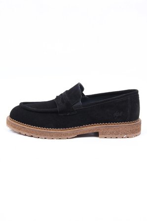 Siyah Süet Görünümlü Loafer Erkek Ayakkabı Kalın Taban Günlük Model