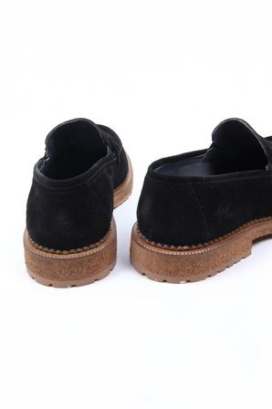 Siyah Süet Görünümlü Loafer Erkek Ayakkabı Kalın Taban Günlük Model