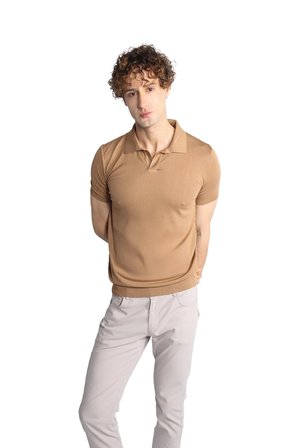 Vizon Slim Fit Dar Kalıp Polo Yaka Düz Kısa Kollu Triko Tişört