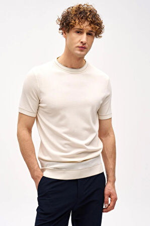 ERKEK KREM STANDART POLO YAKA TRİKO KISA KOL