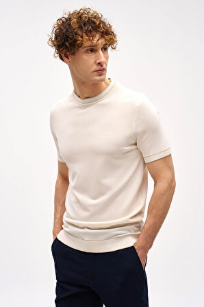 ERKEK KREM STANDART POLO YAKA TRİKO KISA KOL