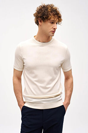 ERKEK KREM STANDART POLO YAKA TRİKO KISA KOL