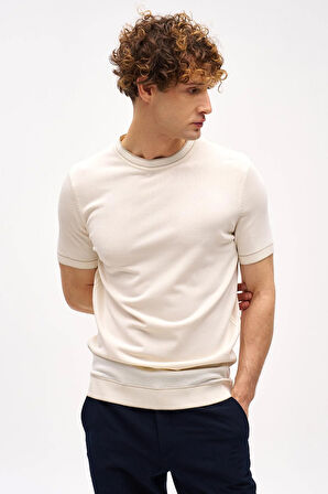 ERKEK KREM STANDART POLO YAKA TRİKO KISA KOL