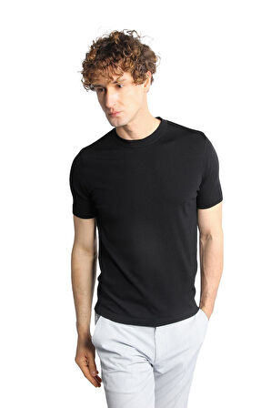 ERKEK SİYAH STANDART POLO YAKA TRİKO KISA KOL