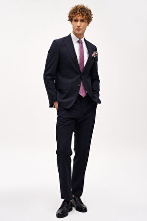 Erkek Lacivert Regularfit / Rahat Kalıp Sivri Yaka Takım Elbise