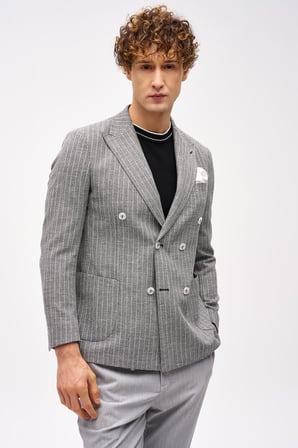 Erkek Siyah Slim Fit Ceket – Geniş Kırlangıç Yaka