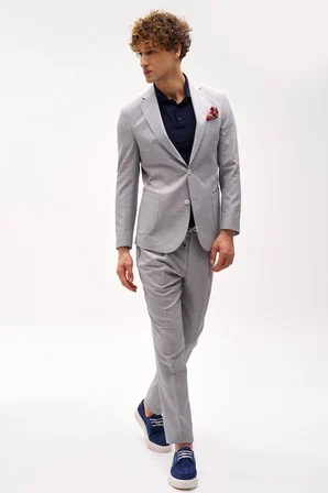 Erkek Bej Slim Fit Mono Yaka Takım Elbise