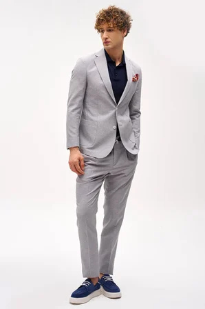 Erkek Bej Slim Fit Mono Yaka Takım Elbise