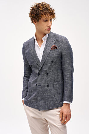 ERKEK LACİVERT SLIM FIT / DAR KALIP GENİŞ KIRLANGIÇ CEKET