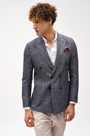 ERKEK LACİVERT SLIM FIT / DAR KALIP GENİŞ KIRLANGIÇ CEKET