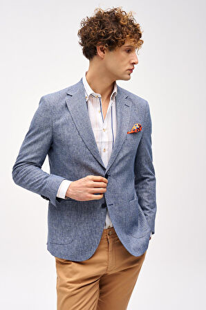 ERKEK MAVİ BARI (4 DROP)  / GENİŞ KALIP MONO YAKA CEKET