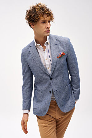 ERKEK MAVİ BARI (4 DROP)  / GENİŞ KALIP MONO YAKA CEKET