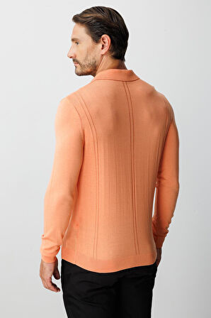 Yavruağzı Standart Fit  Polo Yaka  Düz Uzun Kollu  Triko