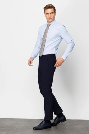 Lacivert Erkek Pamuklu Kumaş Pantolon Regular Fit – Rahat Kalıp Günlük Ofis Stili