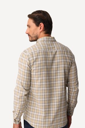 Erkek Sarı Tonlu Desenli Dynamic Fit Gömlek – Uzun Kollu