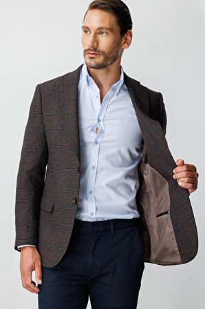 ERKEK KAHVE REGULARFIT / RAHAT KALIP MONO YAKA CEKET