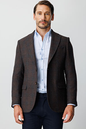 ERKEK KAHVE REGULARFIT / RAHAT KALIP MONO YAKA CEKET