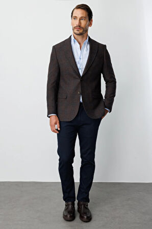 ERKEK KAHVE REGULARFIT / RAHAT KALIP MONO YAKA CEKET