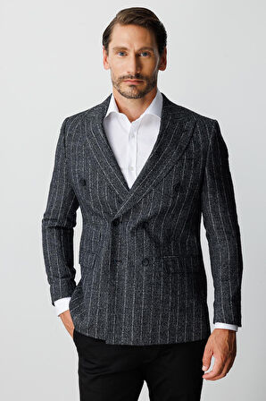 ERKEK SİYAH SLIM FIT / DAR KALIP GENİŞ KIRLANGIÇ CEKET