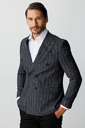 ERKEK SİYAH SLIM FIT / DAR KALIP GENİŞ KIRLANGIÇ CEKET