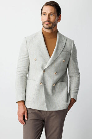 ERKEK GRİ SLIM FIT / DAR KALIP GENİŞ KIRLANGIÇ CEKET