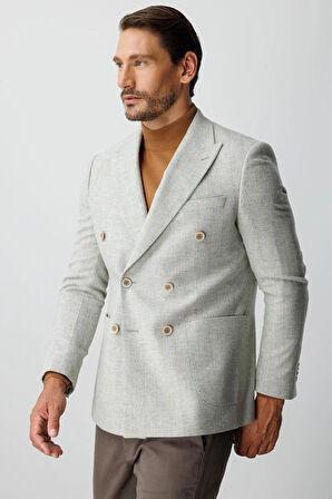 ERKEK GRİ SLIM FIT / DAR KALIP GENİŞ KIRLANGIÇ CEKET