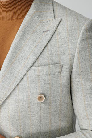ERKEK GRİ SLIM FIT / DAR KALIP GENİŞ KIRLANGIÇ CEKET