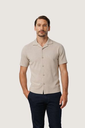 Gri Kısa Kollu Erkek Gömlek  Kamp Yaka Modern Yazlık Model