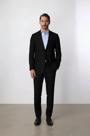 Erkek Siyah Regular Fit Klasik Takım Elbise