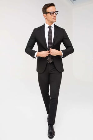 Erkek Siyah Slim Fit Dar Kalıp Klasik Takım Elbise