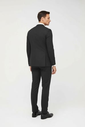 Erkek Füme Slim Fit Dar Kalıp Klasik Takım Elbise