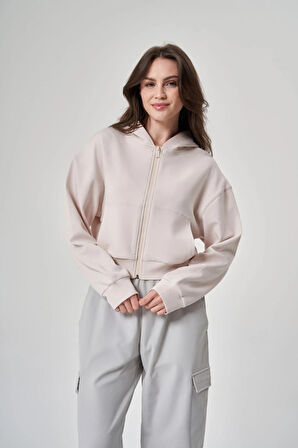 Exuma Kadın Fermuarlı Kum Rengi Sweatshirt 1529109-KUM