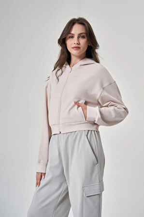 Exuma Kadın Fermuarlı Kum Rengi Sweatshirt 1529109-KUM