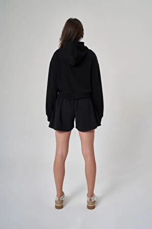 Exuma Kadın Fermuarlı Siyah Sweatshirt 1529109-SİYAH