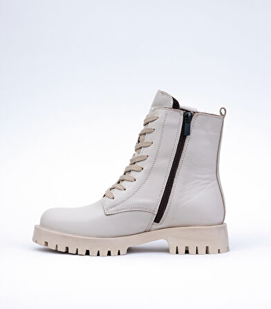 Kadın Hakiki Deri Kışlık Bağcıklı Bilek Üstü Bot